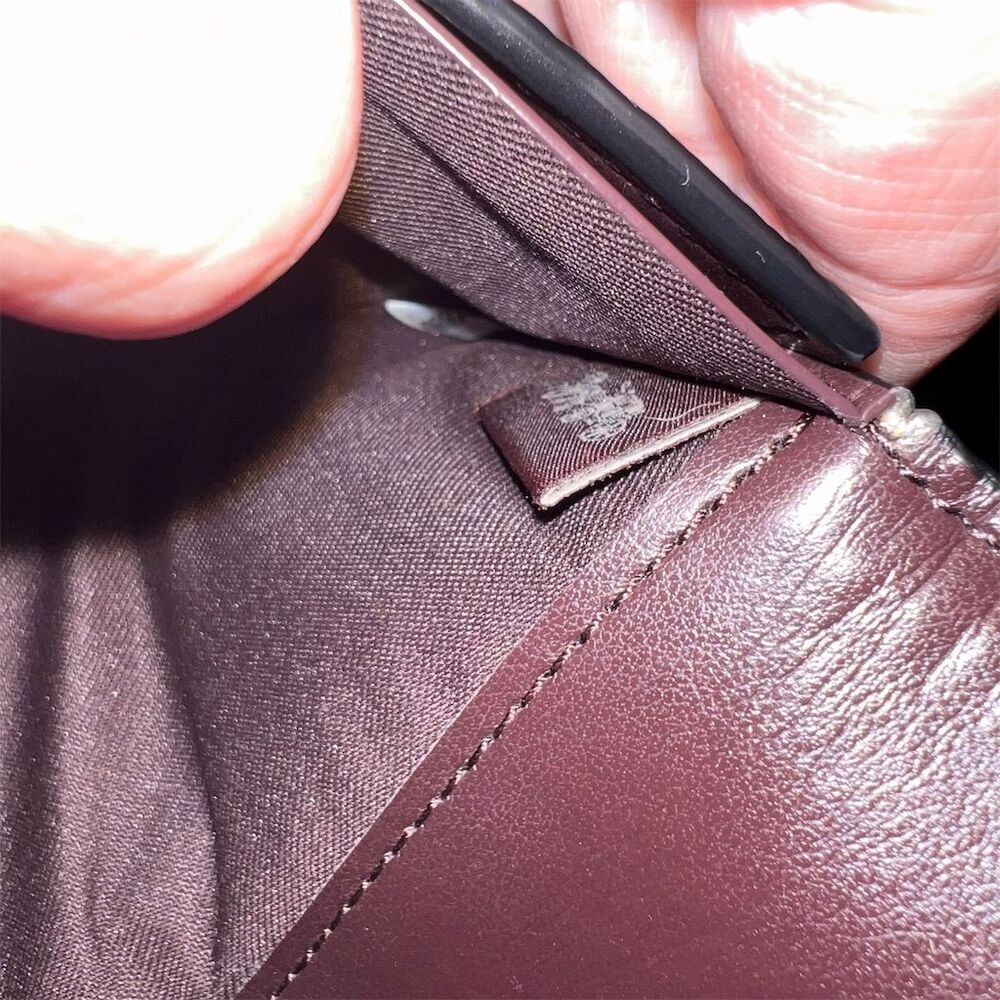 COACH VINTAGE Trifold Pebbled Leather Wallet Oxblood Brn/Purple w Gold Hardware - Picture 6 of 6